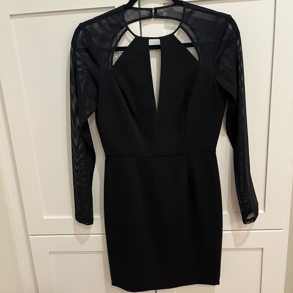 Jay Godfrey Black Mesh Sleeve Mini Dress